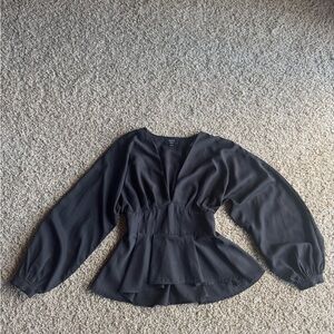 Vici Black Blouse with Peplum Hem